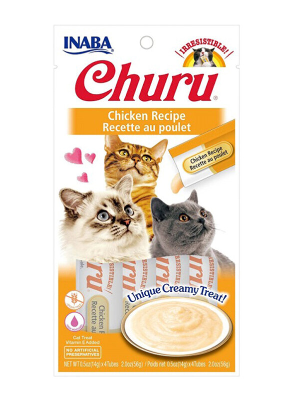 

Inaba Churu Chicken Puree Cat Wet Food, 4 Sticks, 56g