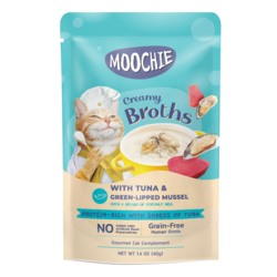 Moochie Creamy Broth With Tuna & Green-Lipped Mussel Kitten Pouch Wet Food, 40g