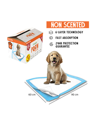 Nutrapet Poo N Pee Pads XL Non-Scented Fast Absorption with Floor Mat Stickers, 50 Pieces, Orange