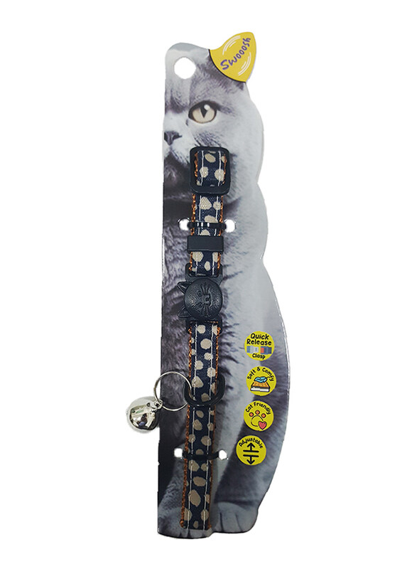 

Swooosh The Polka Nylon Safe Cat Collar, Black