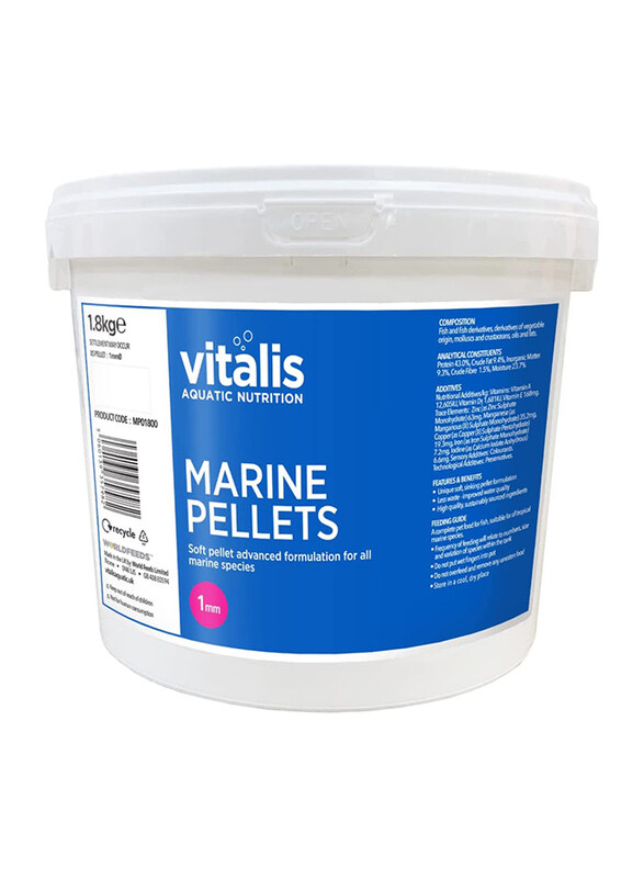 

Vitalis Marine Pellets Fish Dry Food, 1mm, Extra Small, 1.8 Kg