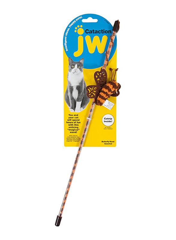 

JW Cataction Butterfly Wand Cataction Toy, Brown/Orange