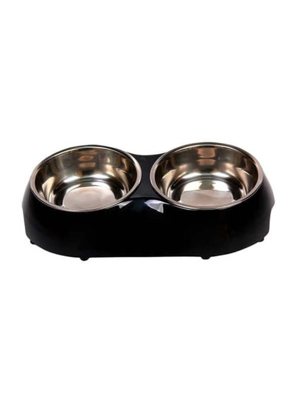 Nutrapet 320ml Melamine Double Diner Bowl, Small, Black