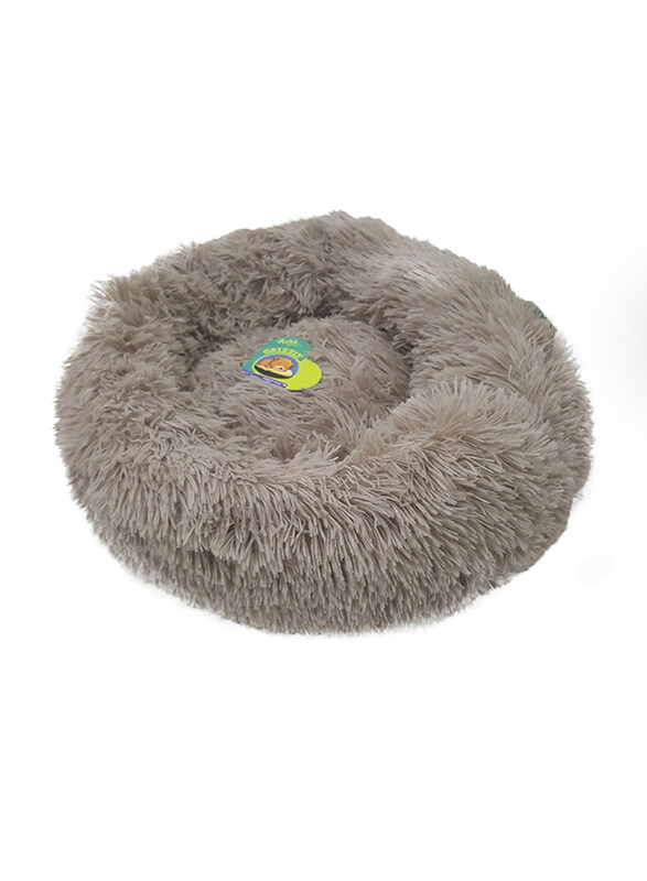 

Nutrapet Grizzly Velor Round Plush Beige Dog Bed Small - 50 x 15cm