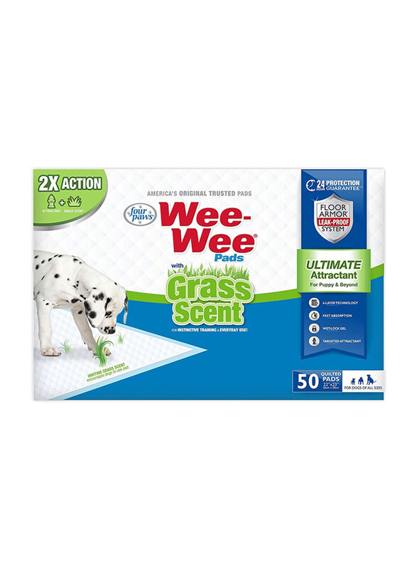 

Four Paws Wee-Wee Grass-Scent Pads for Dogs, 50 Piece, White