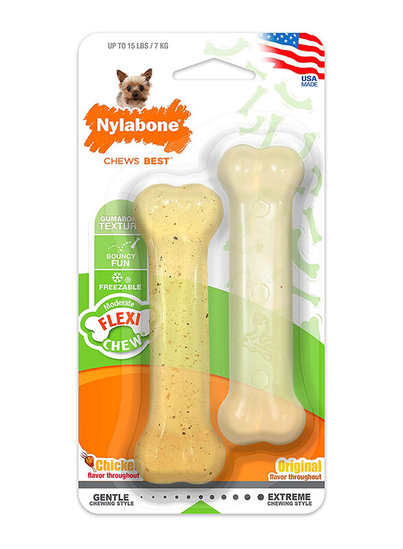 

Nylabone Flexichew Twin Chicken Chew Toy, Light Yellow