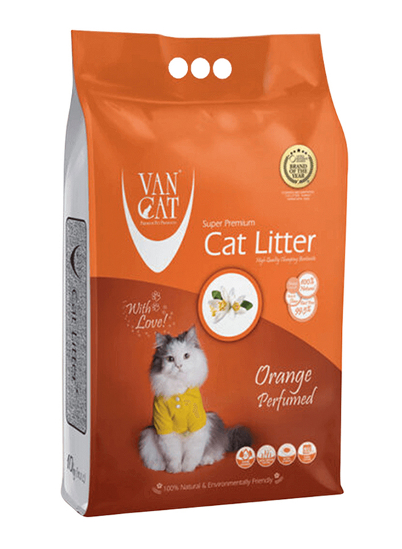 Van Cat Orange Perfumed Bentonite Clumping Cat Litter, 5kg, White