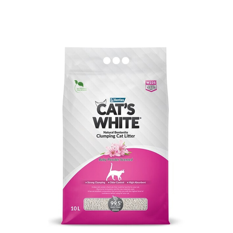 Cat's White Clumping Cat Litter, 10 Liters, Baby Powder