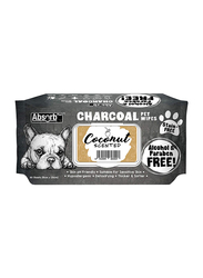 Absolute Pet Absorb Plus Charcoal Pet Wipes with Coconut Scent, 80 Sheets, White