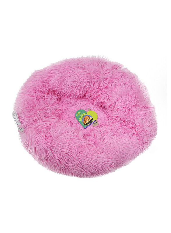 

Nutrapet Grizzly Velor Round Plush Pink Dog Bed Small - 50 x 15cm