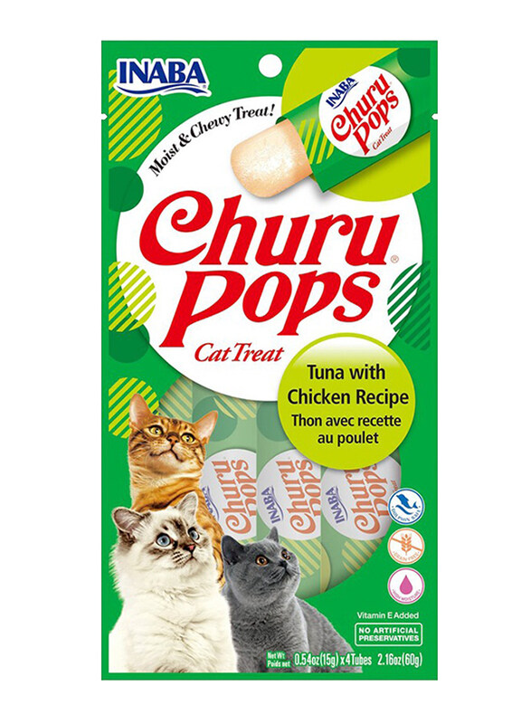

Inaba Churu Pops Tuna with Chicken Creamy Recipe Cat Dry Food, 4 Sticks, 60g