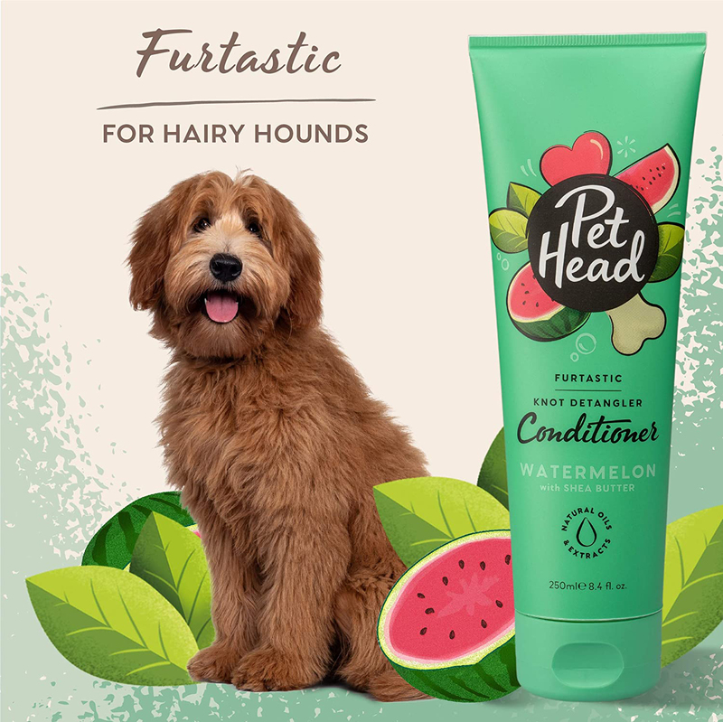 Pet Head Furtastic Watermelon Knot Detangler Dog Conditioner with Shea Butter, 250ml, Green