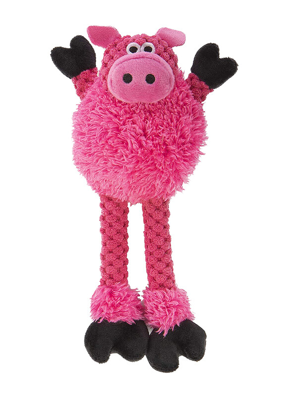 

Go Dog Checkers Skinny Pig Dog Toy with Chew Guard Technology, Pink/Black