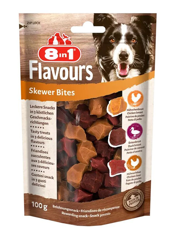 8in1 Flavours Skewers Bites Dry Dog Food, 100g