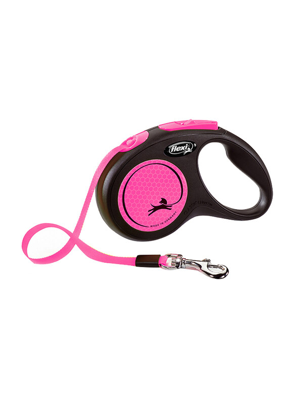 

Flexi Classic Tape Retractable Safety Dogs Leashs, Small, 5m, Black/Neon Pink