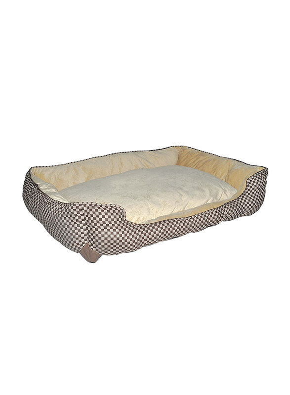 

K&H Self-Warming Lounge Sleeper Pet Bed, Large, Brown Square Print