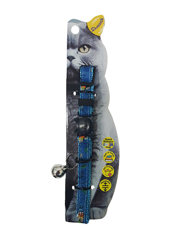 

Swooosh Magpie Safe Cat Collar, Blue