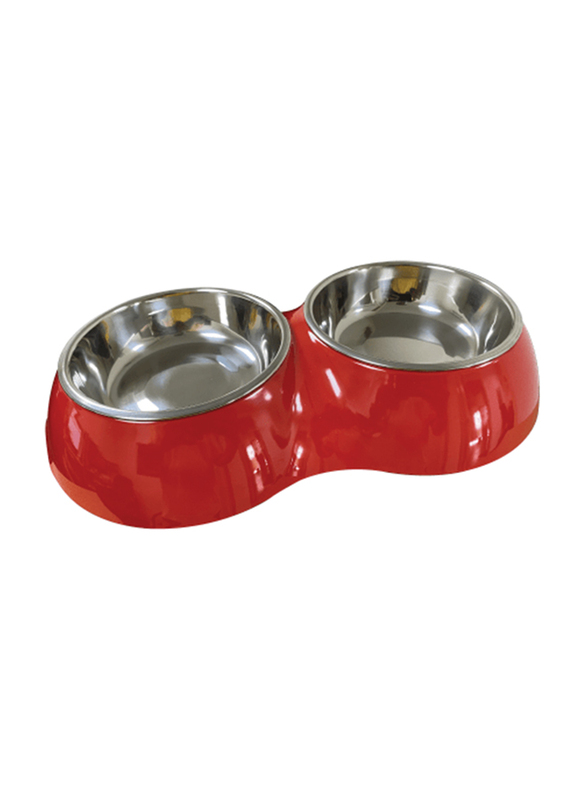Nutrapet Double Dinner Bowl, Small, Red