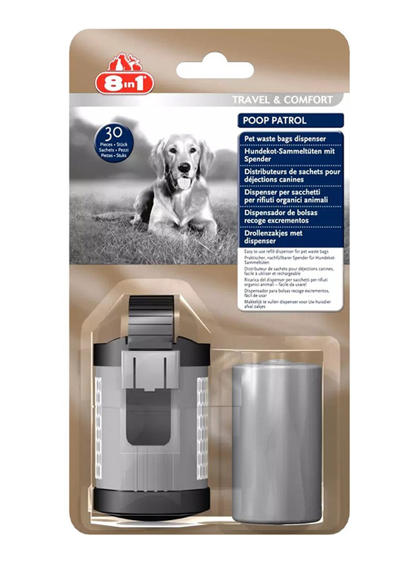 8in1 48ml Poop Patrol Dog Dispenser, Grey