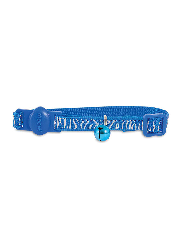

Petmate Reflective Tiger Cat Collar with Bell, 8-12 inch, Blue