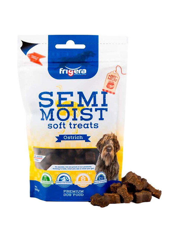 

Frigera Semi-Moist Soft Treats High Meat Gluten & Grain Free Ostrich Dog Dry Food, 165g