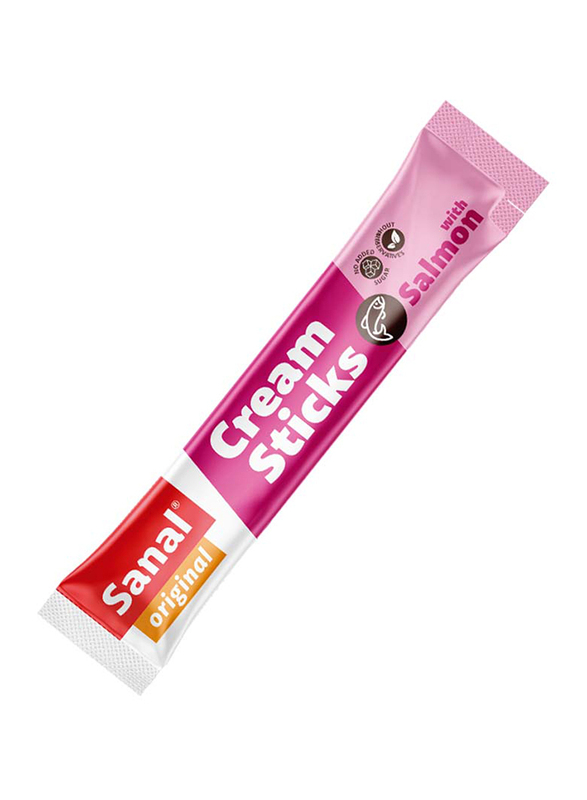 Sanal Cream Sticks with Salmon Dry Cat Food, 5 x 15g