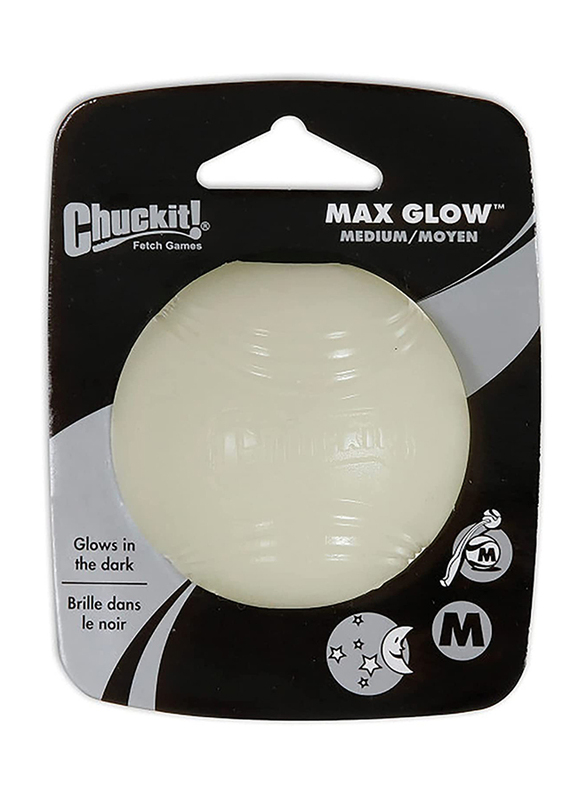 Petmate Chuckit! Max Glow Ball, Medium, White