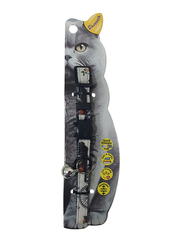 

Swooosh Sighseeing Fashion Safe Cat Collar, Black/White