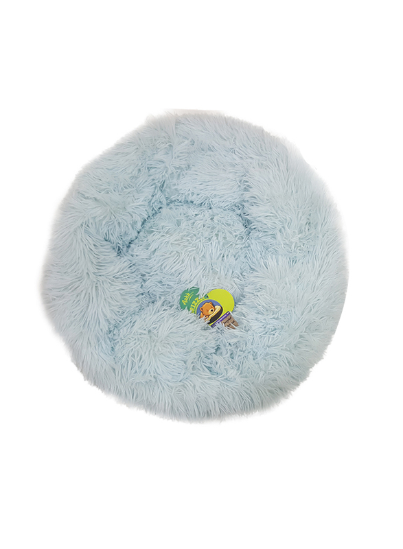 Grizzly 71 x 20cm Velour Plush Round Bed, Large, Sky Blue