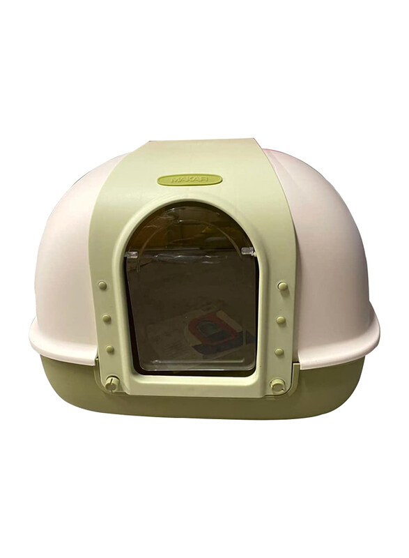 

Makar Closed Cat Litter Box with Butterfly Doors, 60 x 50 x 45cm, Green/White