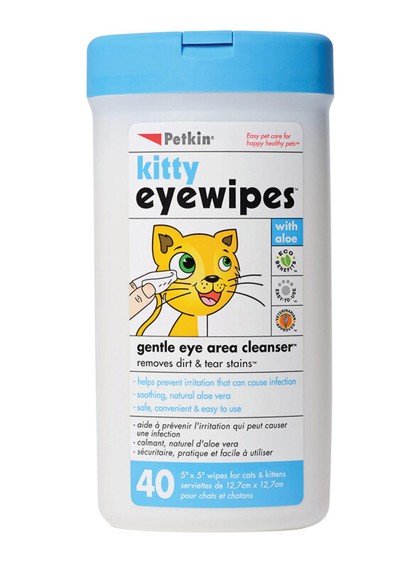 

Petkin Kitty Eye Wipes with Aloe, 40 Wipes, Blue