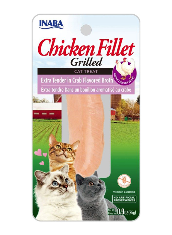Inaba Grilled Chicken Fillet in Extra Tender in Crab Flavoured Broth Cat Wet Food, 25g