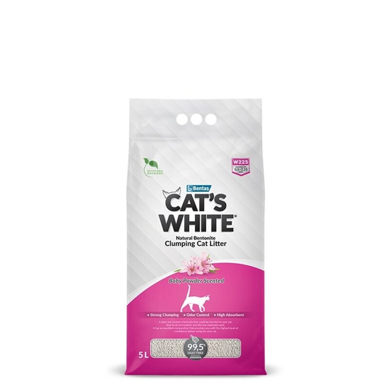 Cat's White Clumping Cat Litter, 5 Liters, Baby Powder