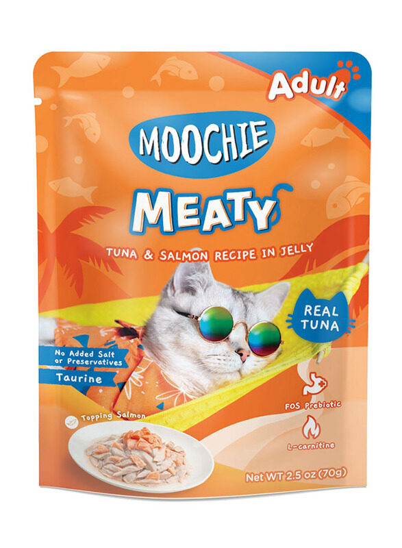 

Moochie Meaty Tuna with Salmon and Jelly Cat Wet Food, 12 x 70g