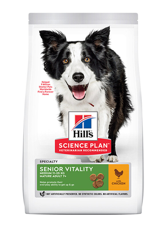 

Hill's Science Plan Senior Vitality Medium Mature Adult 7+ Dog Dry Food with Chicken & Rice, 2.5 Kg