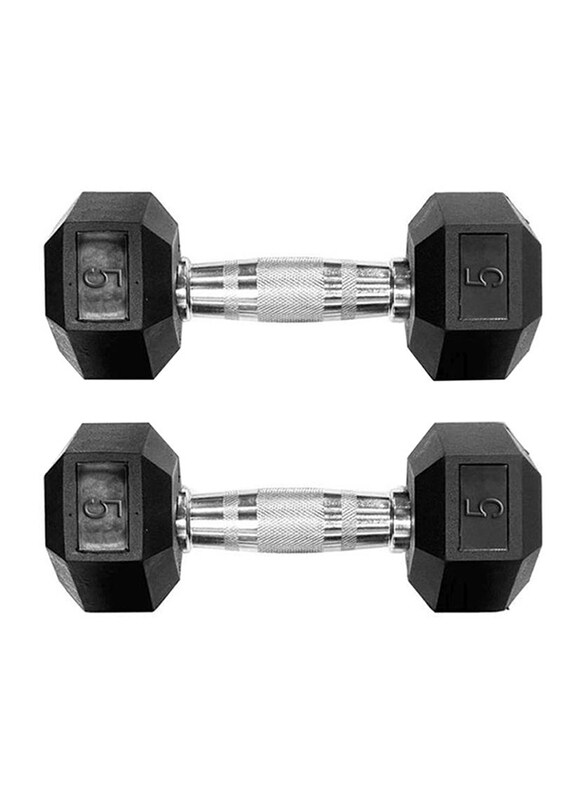 

Dawson Sports Hex Dumbbells Set, 2 x 5KG, Black/Silver