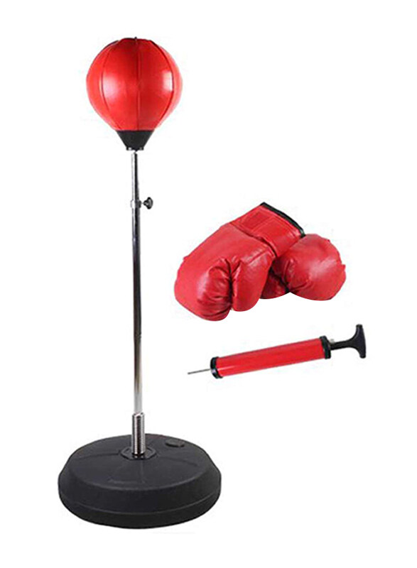 

Generic Vertical Velocity Boxing Vent Ball with Gloves Set, Black/Red