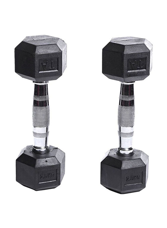 

Ta Sports Rubber Hexagonal Dumbbells Set, 2 x 2.5KG, Black