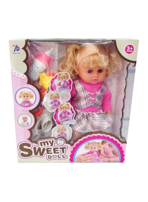 

My Sweet Doll Baby Doll With Feed Bottle, Rattles And Shoes, Ages 3+, Multicolour