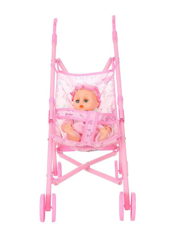 

Generic 12-inch Infant Doll Stroller Carriage Foldable With Doll, Ages 3+