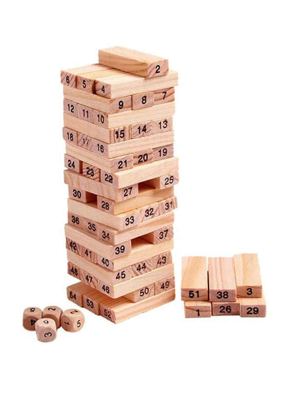 

Unique Wooden Stacking Blocks Set, 54 Pieces, Ages 2+, Brown