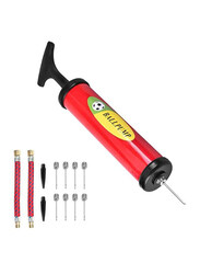 6-In 1 Plastic Football Soccer Air Pump Kit, Red