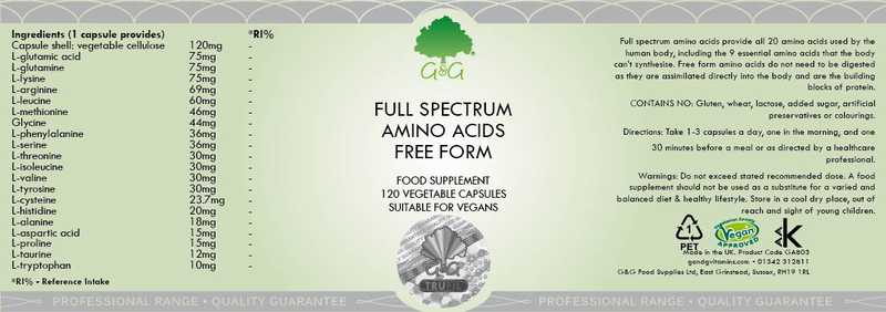 G&G Full Spectrum Amino Acids Vegan Supplement, 120 Capsules