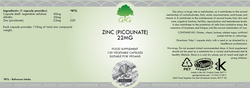 G&G Zinc (Picolinate) Vegan Supplement, 22mg, 120 Capsules