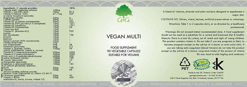 G&G Vegan Multivitamin Vegetable Supplement, 90 Capsules