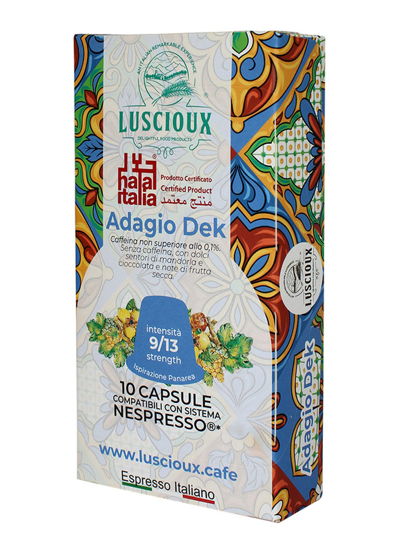 Luscioux Adagio Dek Nespresso Compatible Coffee Capsules, 10 Capsules x 5.6g