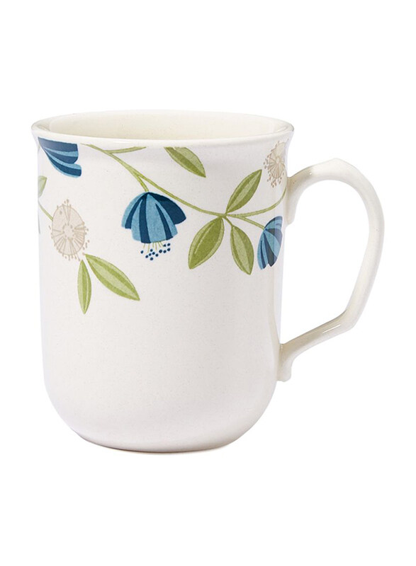 

Claytan 320ml Elegent Floral Ceramic Mug, White