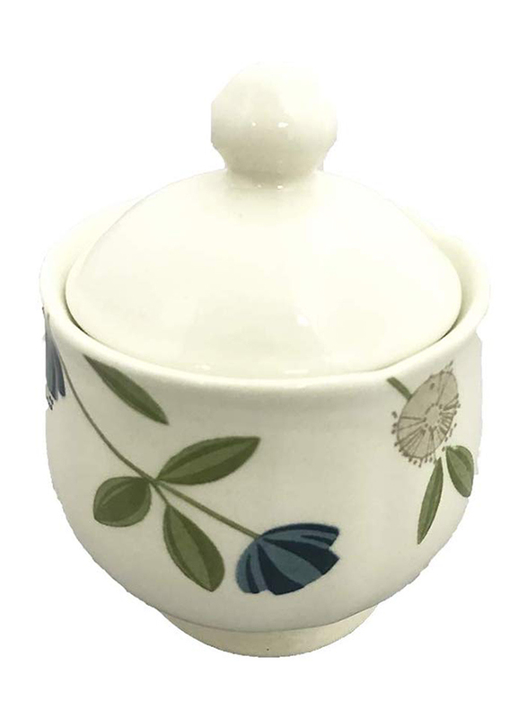 Claytan 280ml Elegent Floral Ceramic Round Sugar Bowl/Lid, CLA.EF024716, White