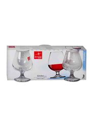 Bormioli Rocco 244ml 3-Piece Globo Glass Stem Cognac Set, Clear