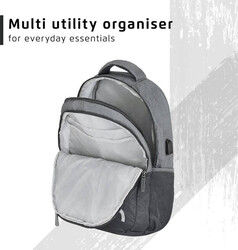 Safari Backpacks SPREEUSB 19" 2 compt Grey-USB